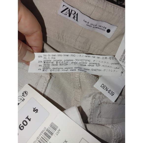 ZARA LINEN BLEND CARGO PANTS LIMITED EDITION. Small NWT $109 - Picture 6 of 11